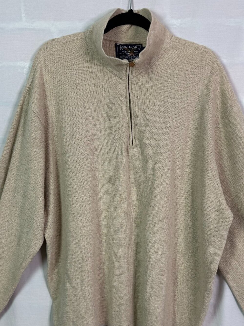 American Living Vintage Classic-Fit Pullover 1/4 Zip Oatmeal Sweater XXL
